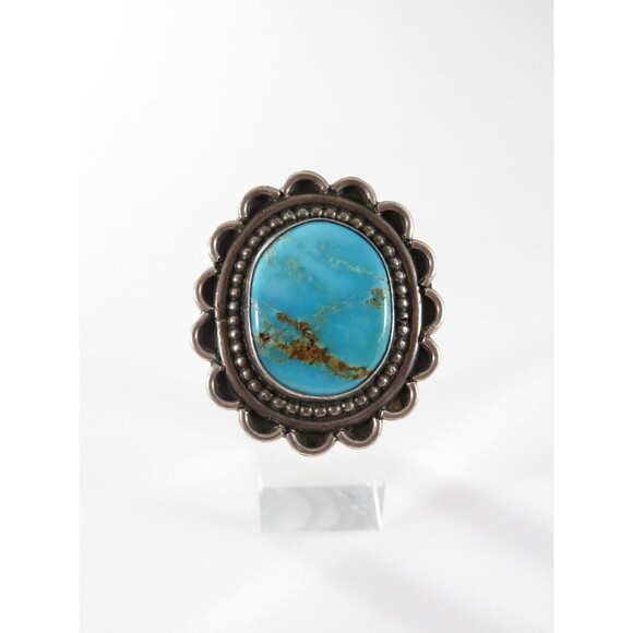 Old Pawn Pilot Mountain Turquoise Sterling Silver Ring Size 6.75 - Picture 2 of 9